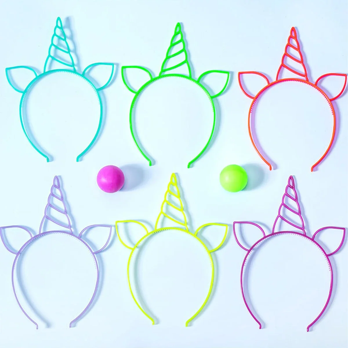 6pcs Fluorescent Hair Hoop Plastic Headband Glow In The Dark Party Supplies Photo Booth For Kids Adults Birthday Wedding Decor