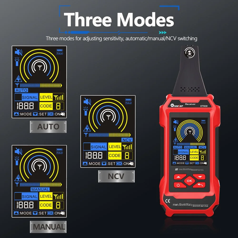 TOOLTOP 400V Underground Cable Locator AC/DC Multimeter Network Cable Tester Rechargeable In-wall Wiring Fault Position
