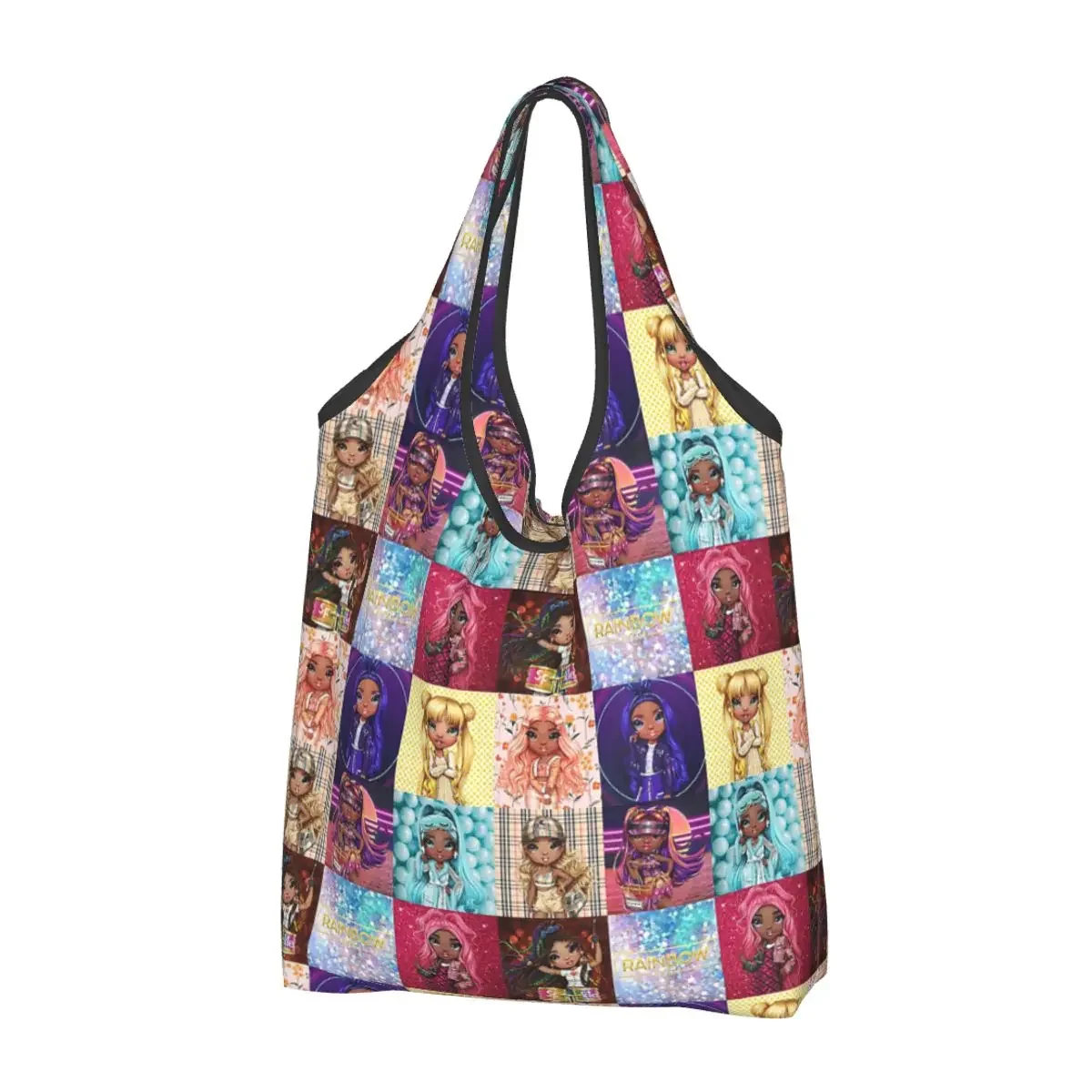 Rainbow High Girls Bolsas de compras portátiles Bolsa de compras reutilizable Bolsa de comestibles Bolso de hombro