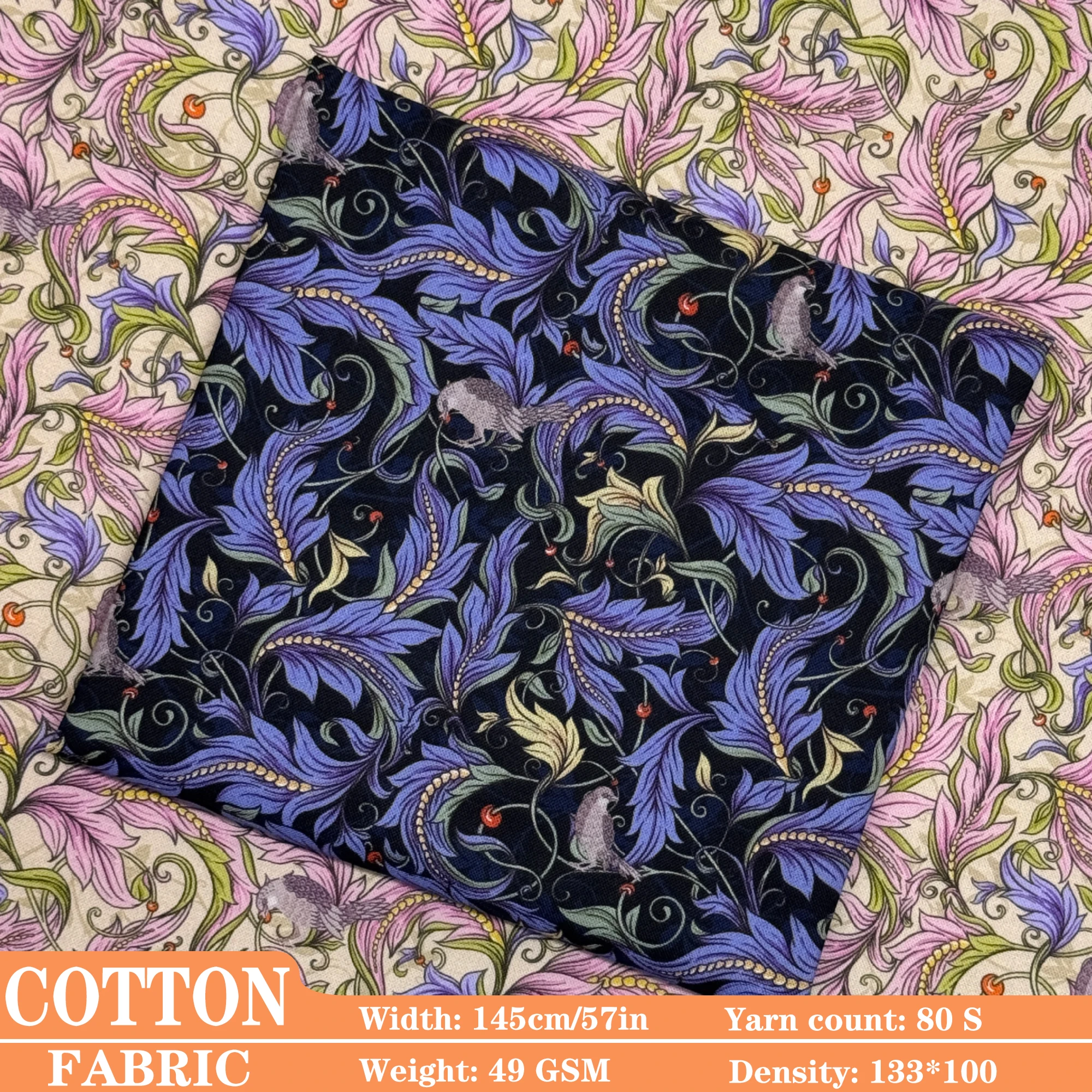 

80s Printed Cotton Fabric， By Meter Sale DIY Sewing Cloth for Kids Girls Dress Children Apparel Making