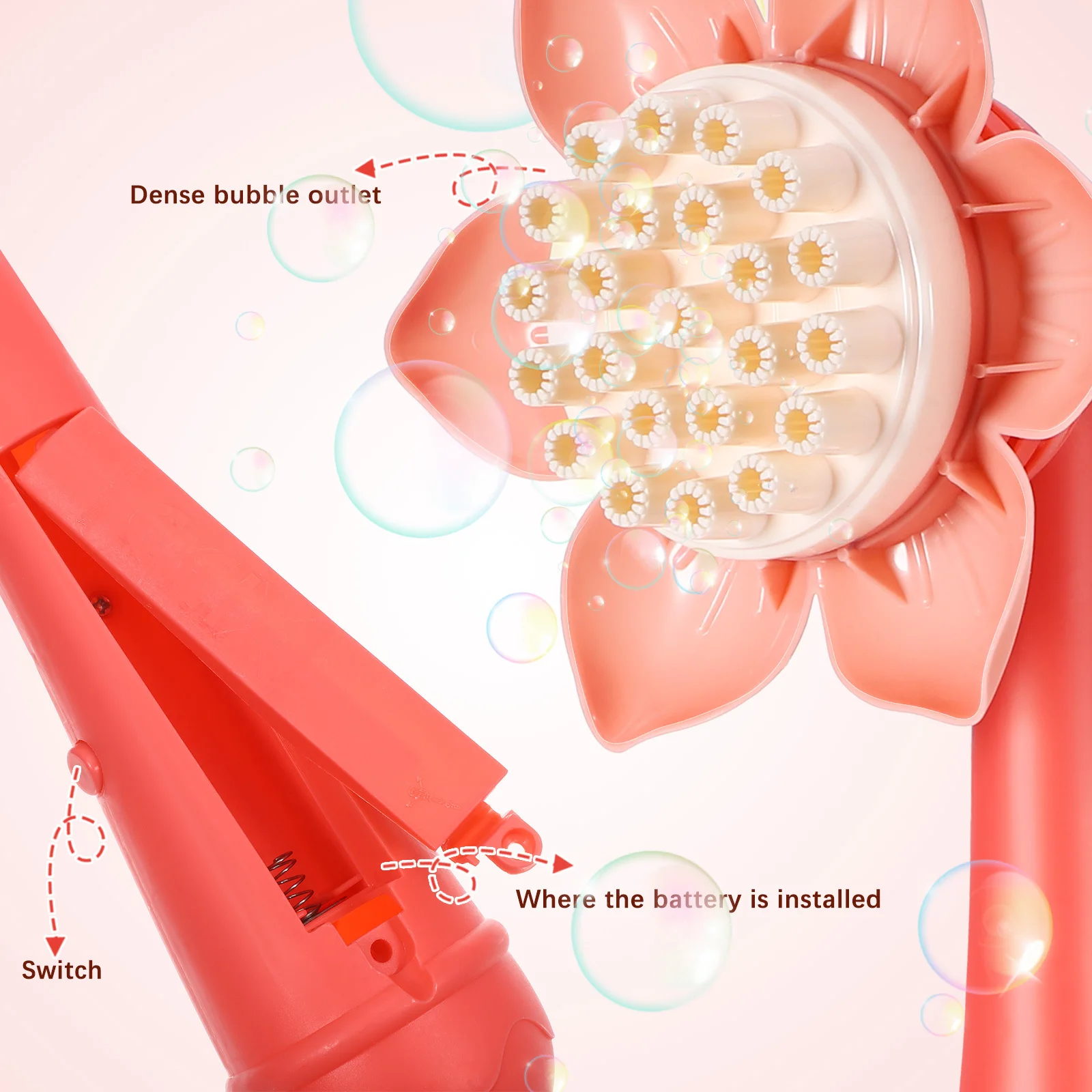 منفاخ فقاعات كهربائي للأطفال في الهواء الطلق واللعب في الأماكن المغلقة على شكل عباد الشمس آلة فقاعات هدية للحفلات #6