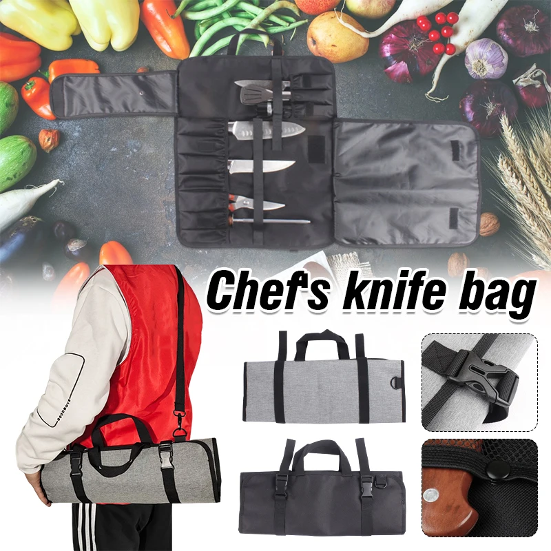 

Chef Knife Roll Bag Foldable Professional Kitchen Knife Storage Pocket Outdoor Tool Bag Portable Picnic Knife Carrying Case