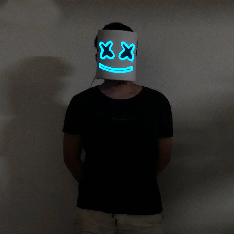 Creative Light Up Fluorescent Mask Night Show Cosplay DJ Dance Costume Supplies Masquerade Performance Luminous Glowing Props
