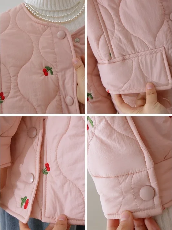 الكرز الوردي المطرزة القطن Jaet الكورية Sle سليم صالح الماس نمط شتاء جديد وصول المرأة Faion تخفيف Sle