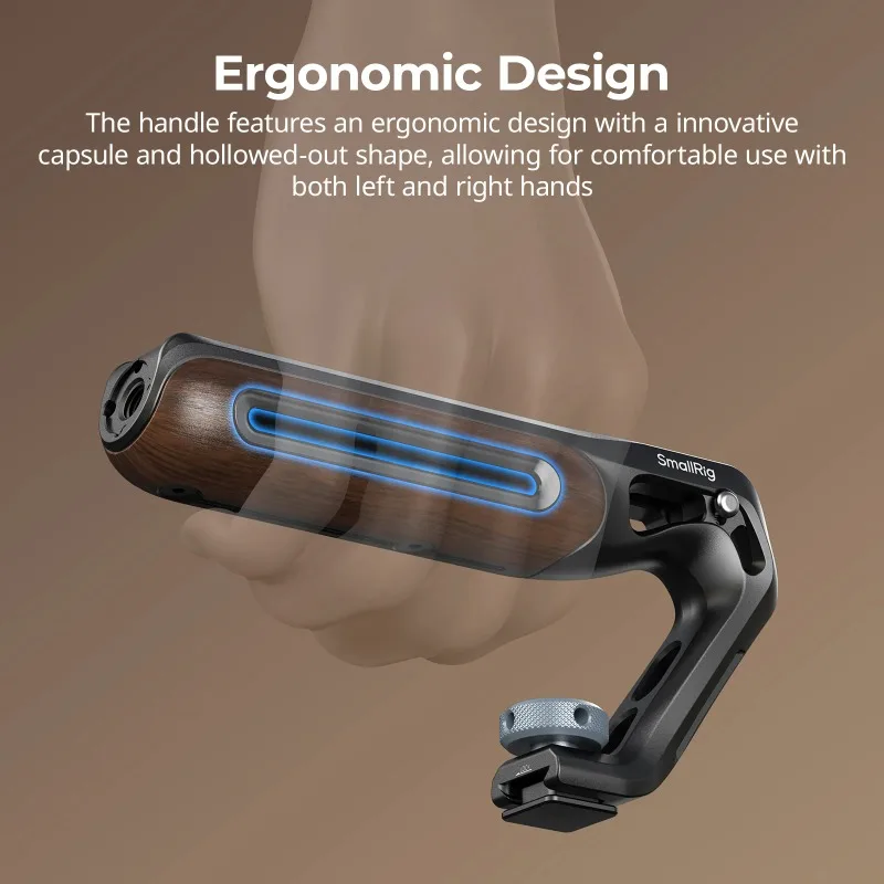SmallRig 5250 Wooden Top Handle with Cold Shoe Mount Lightweight Hand Grip for Camera Cage Sony DSLR Mirrorless Camera