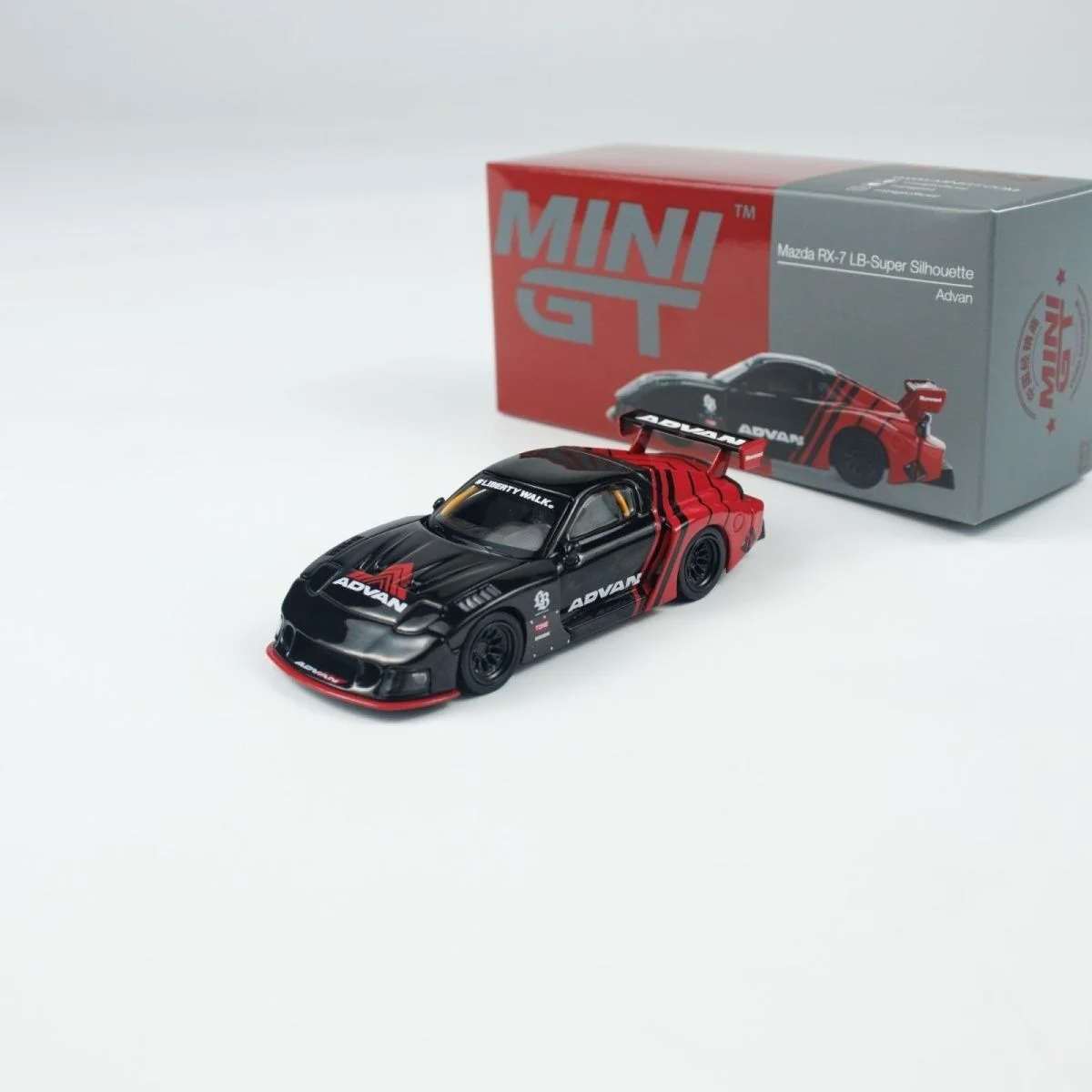 MINI GT 1:64 #976 Lamborghini Contas Countach LPI 800-4 Mazda RX-7 LB ADVAN painted, alloy car model