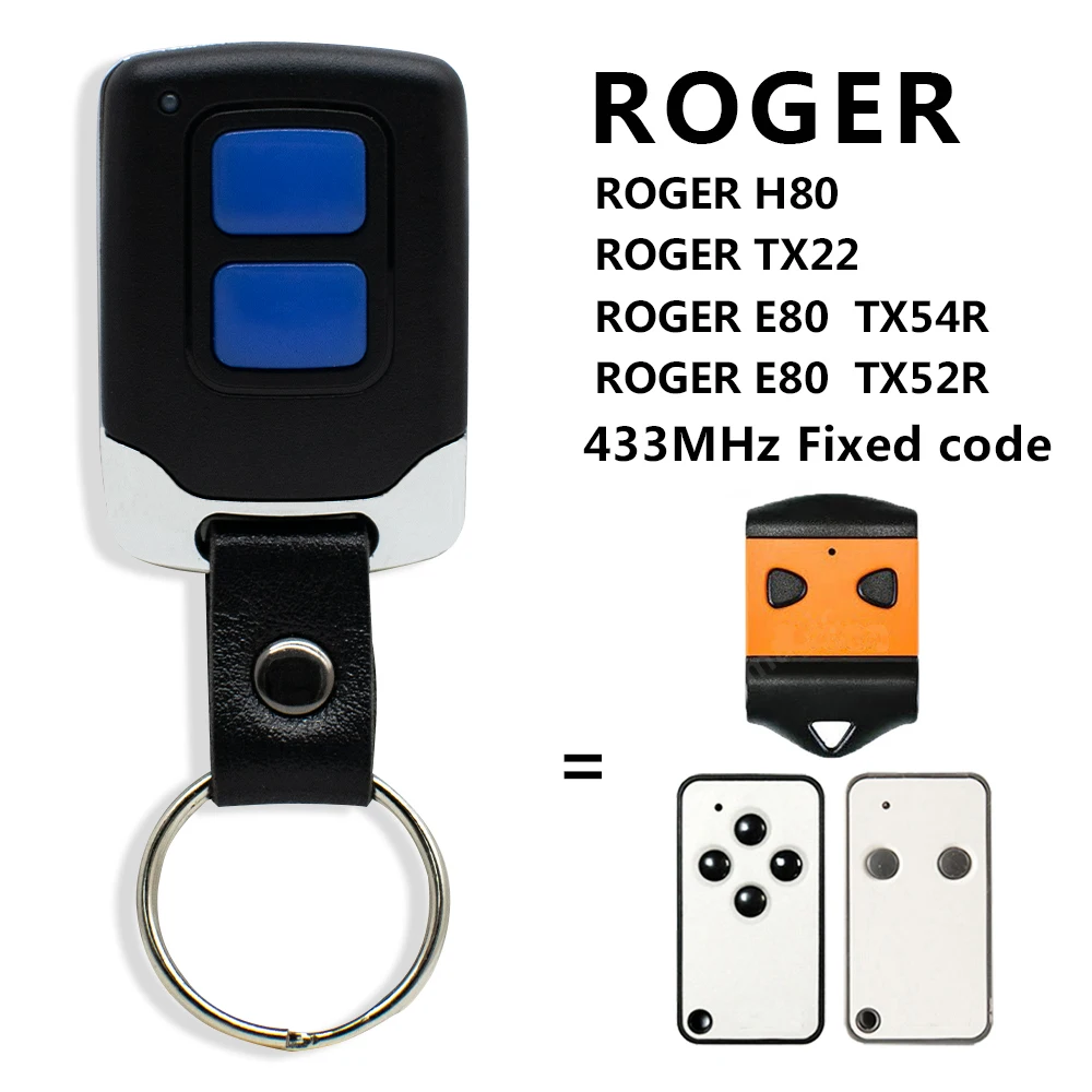 ROGER E80 TX52R TX54R 2 M80 TX44R H80 TX22 TX10 TX1 Electric Gate Garage Door Remote Control Duplicator Opener 433.92MHz