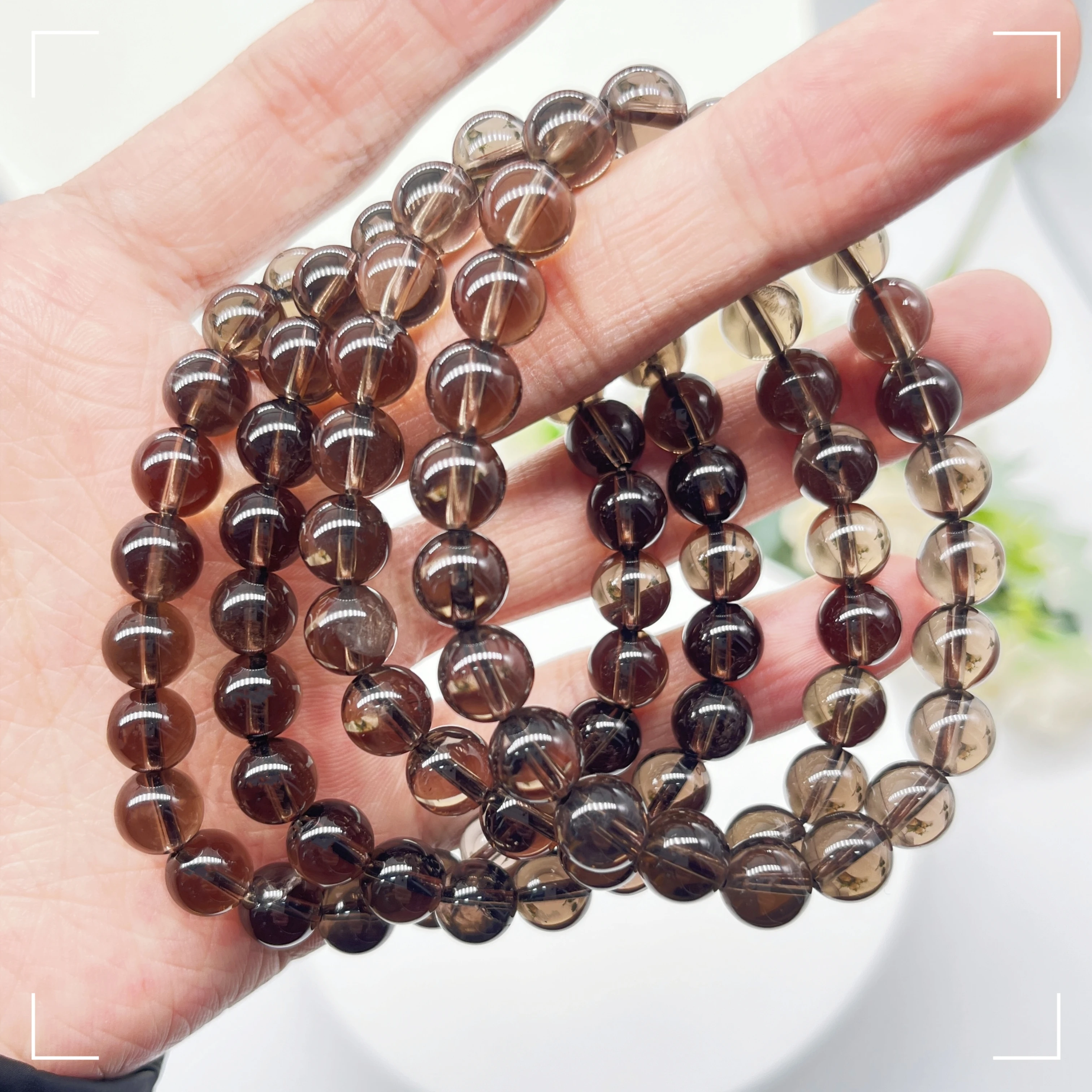 Natural Smoky Quartz Beaded Bracelet Men Women Tea Brown Crystal Energy Healing Bangles Yoga Meditation Jewelry Home Decor Gift