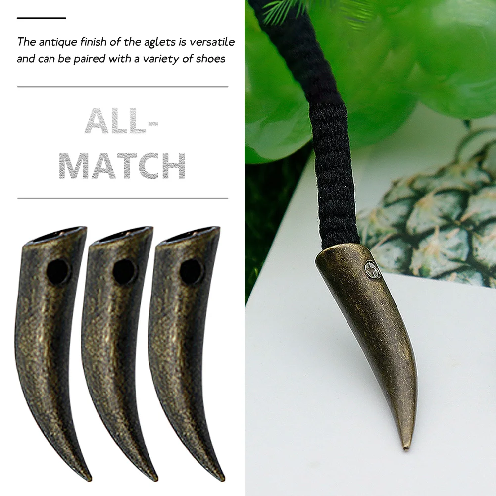 

4pcs Copper Cow Horn Metal Shoelace Tips for Shoes Cord Ends Buckle Stopper Repair Hat Rope Belt Cords