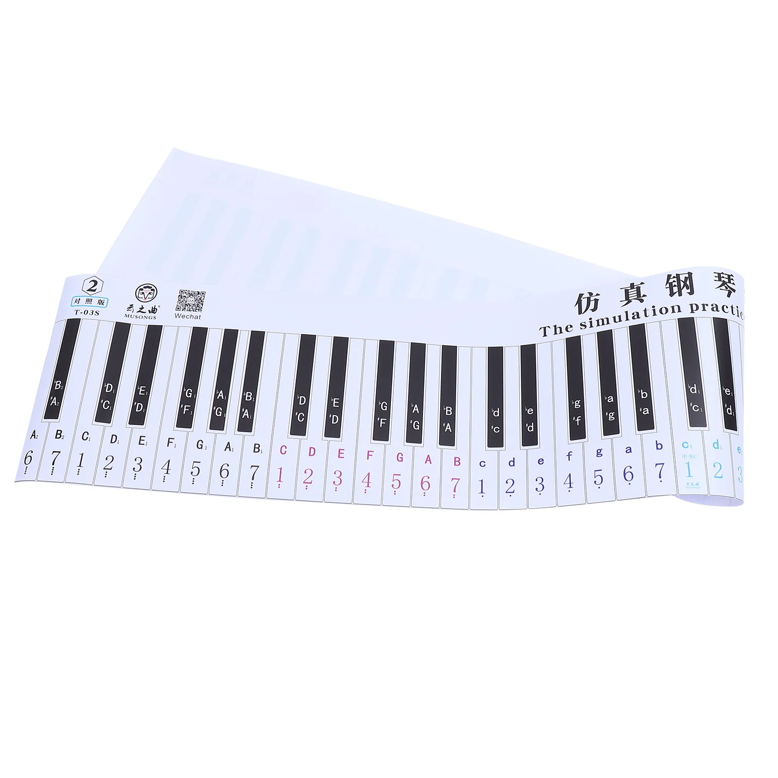 Piano Keyboard Wall Chart Gripper Holder Stickers Note 88 Practice Guide Paper Teaching Comparison Small