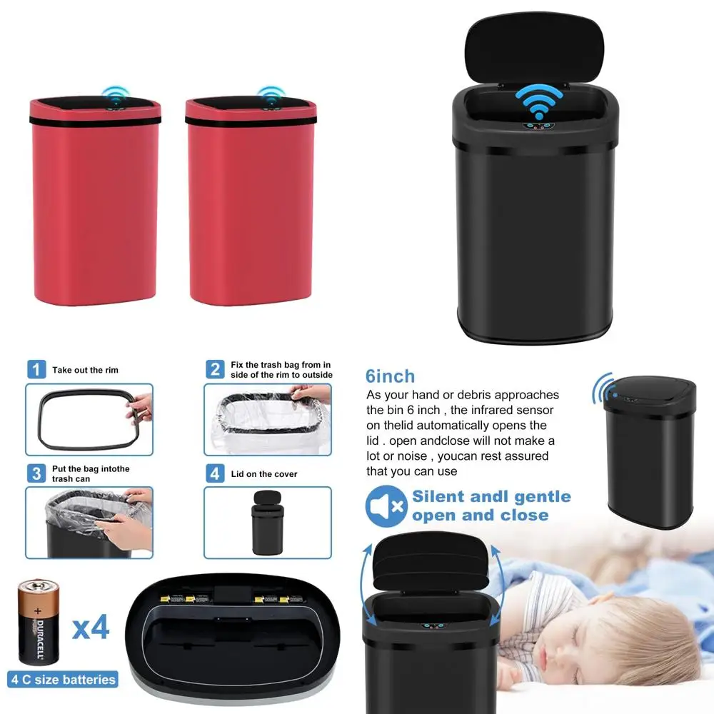 

Touchless Motion Sensor Trash Can, 13 Gallon Automatic Kitchen Garbage Can with Odor Control and Waterproof Feature