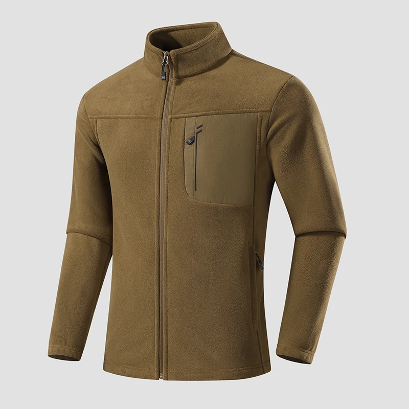 Men's Fleece Jacket Soft Warmth Windproof Full Zip Up Coat Multiple Zipper Pockets Hiking Working Outdoors Windbreaker