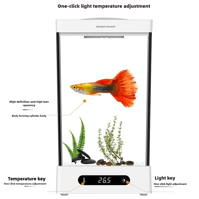 Smart Betta Fish Tank Mini Desktop Aquarium with Constant Heating Thermostatic Full Color LED Light Eco Night Lamp