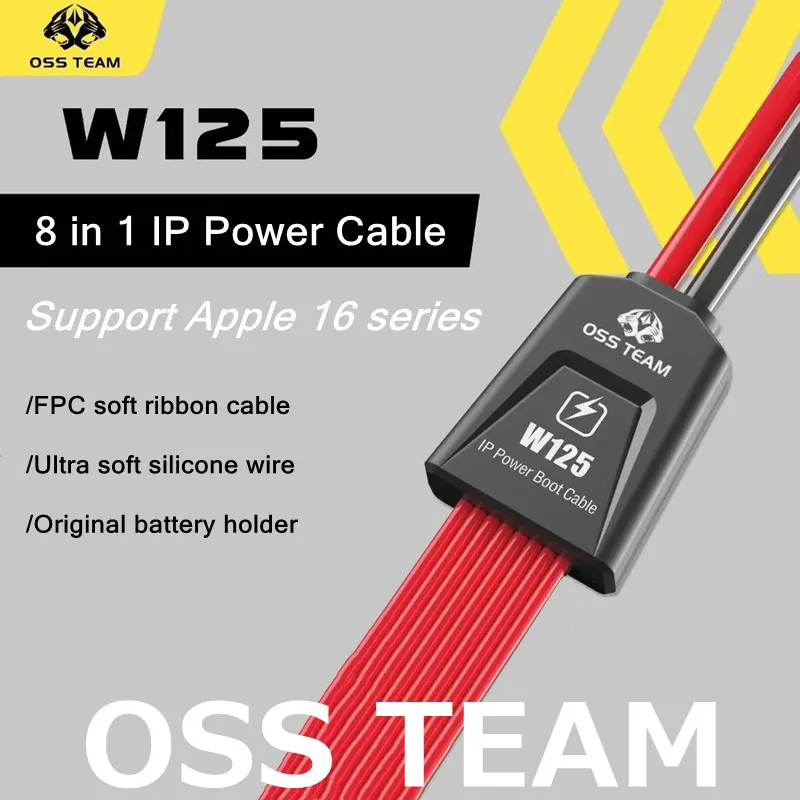 OSS TEAM W125 1~8 파워 부트 케이블 (IP 7G~16Pro Max FPC 소프트 와이어용) 정품 배터리 플렉스 케이블 FPC 커넥터 도구
