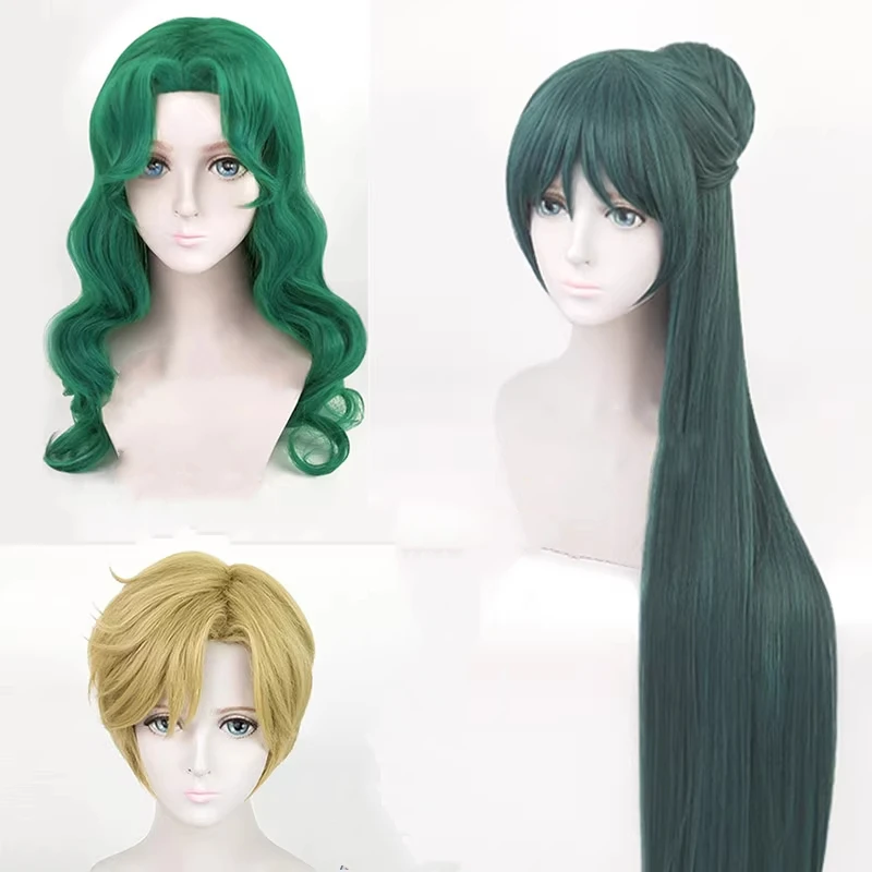 Nowe Anime Tenoh Haruka Sailor Uranus Kaiou Michiru Sailor Neptune Meiou Setsuna Sailor Pluto peruka do Cosplay akcesoria kostiumowe