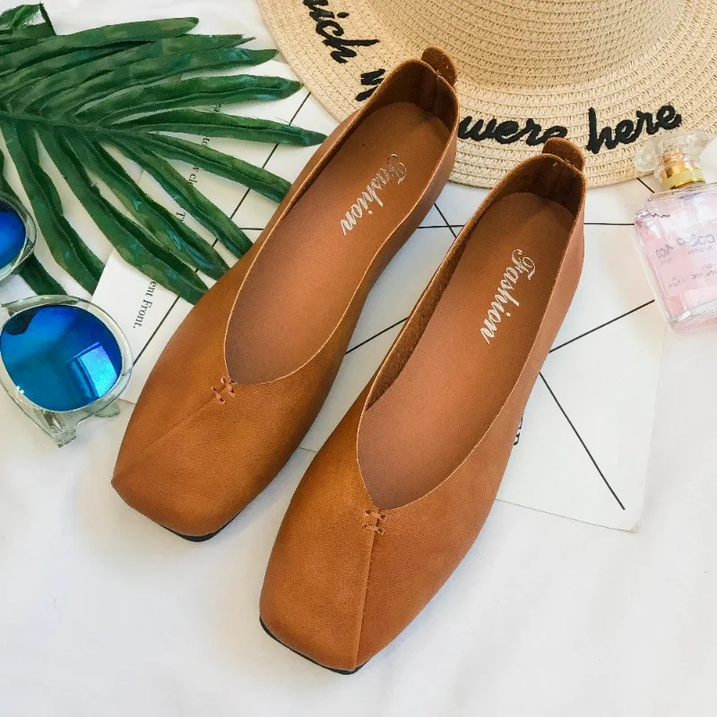 Women Ballet Flats Shoes PU Leather Slip on Ladies Shallow Moccasins Casual Shoes Female Summer Loafer Shoes Women 2024