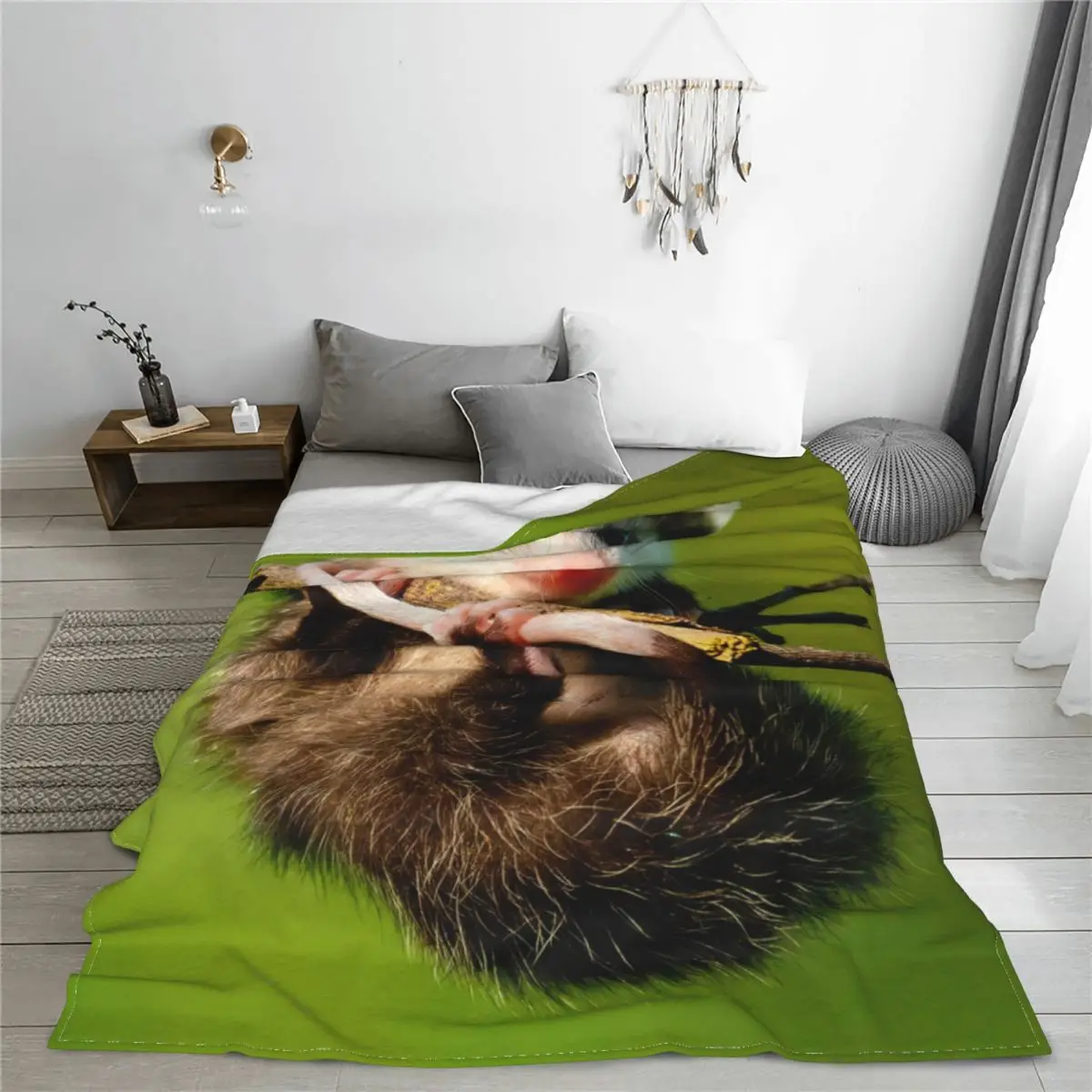 Opossum Knitted Blankets Cute Possum Animal Fuzzy Throw Blankets Bed Sofa Decoration Ultra-Soft Warm Bedsprea