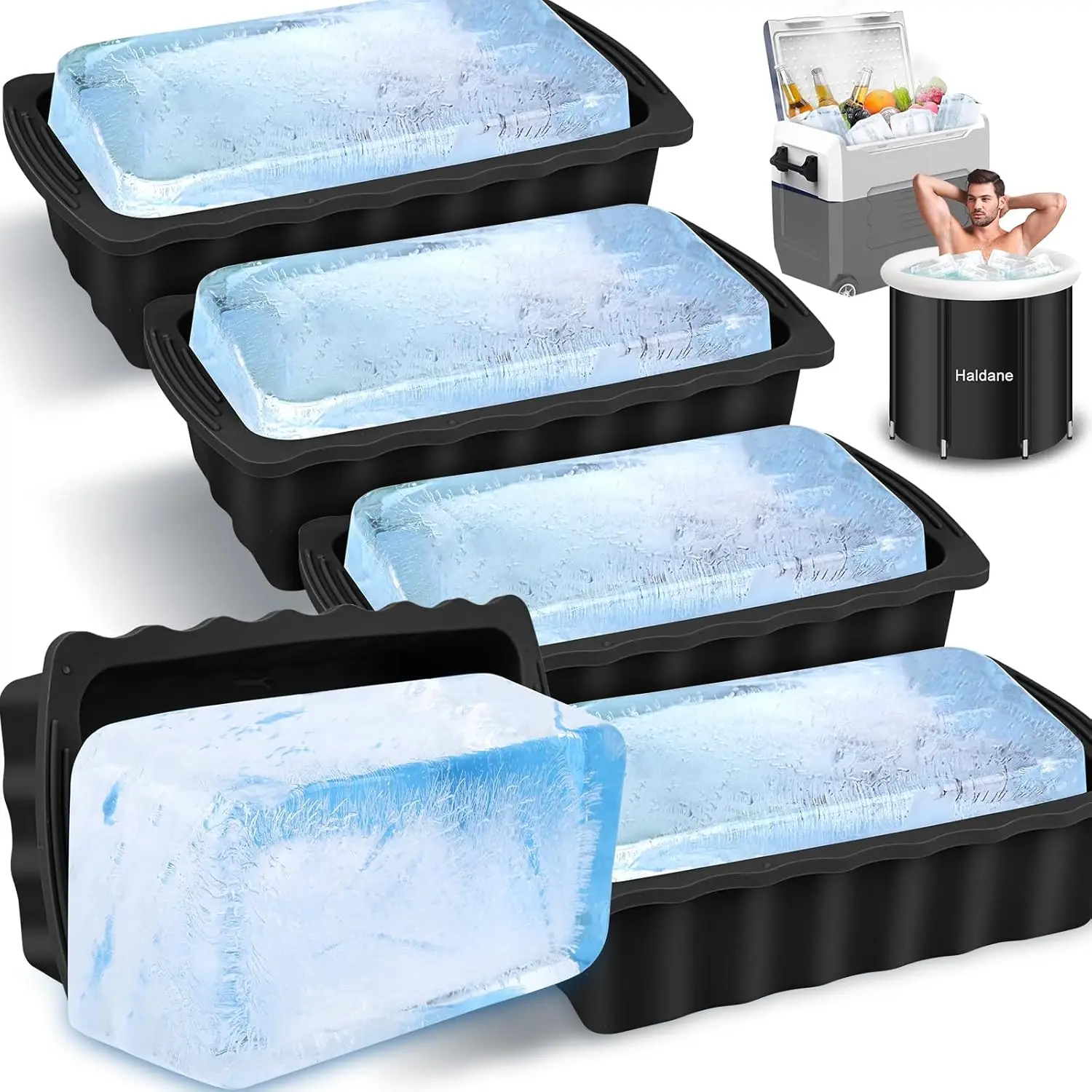 1 Molde de silicona extragrande para cubitos de hielo, para congelación eficiente, para baño de hielo, cubos grandes, cubitera y bloques de hielo