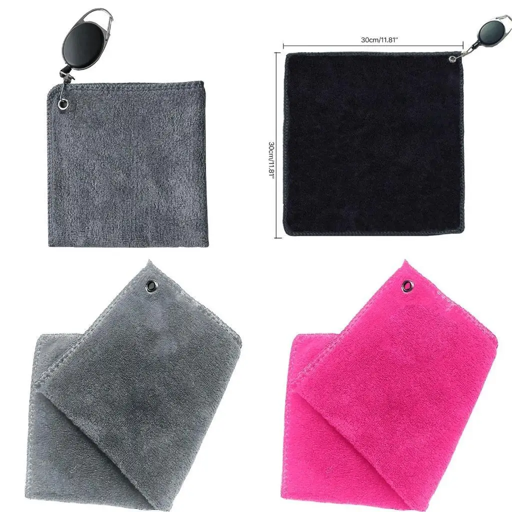 

Y1UC Convenient Golf Towel Cleaning Cloth for Golf Clubs With Retractable Hook