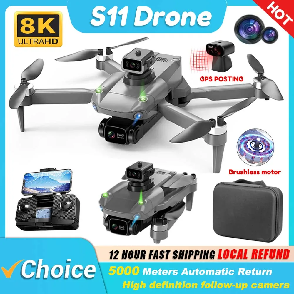 KBDFA S11 Pro Drone GPS RC 5G Aerial Photography Professional HD Dual Camera Quadcopte Obstacle Avoidance Brushless Motor Toys