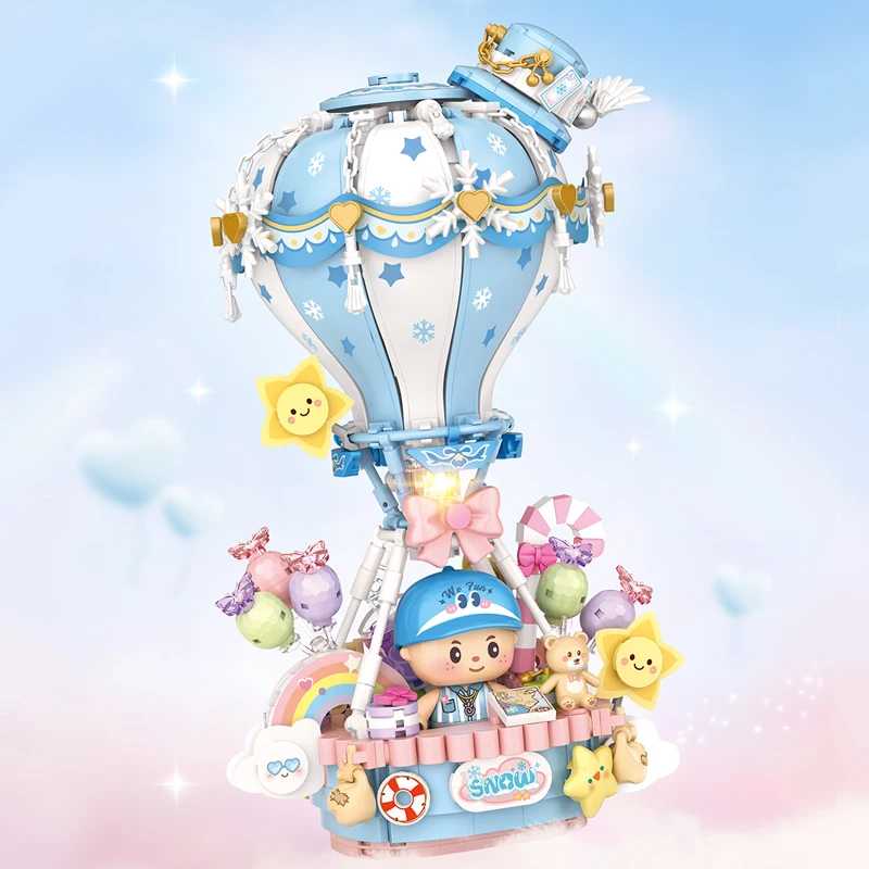 لوز كوكو منطاد الهواء الساخن اللبنات لعبة نموذج تجميعها الموسيقى منطاد الهواء الساخن الحلوى منطاد الهواء الساخن لعبة أطفال هدية