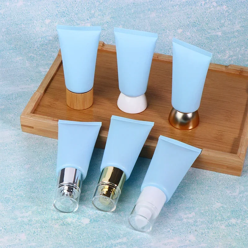 Blue Frosted Empty Portable Soft Tubes Squeeze Cosmetic Cream Lotion Travel Bottle Refillable Foundation BB Cream Container