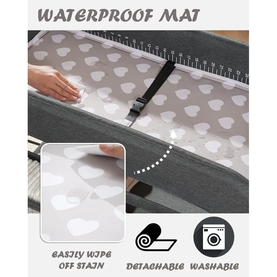 محطة تغيير الحفاضات، طاولة تغيير محمولة للطفل، مقاومة للماء، محطة تغيير محمولة قابلة للطي، ارتفاع قابل للتعديل مع أو #3