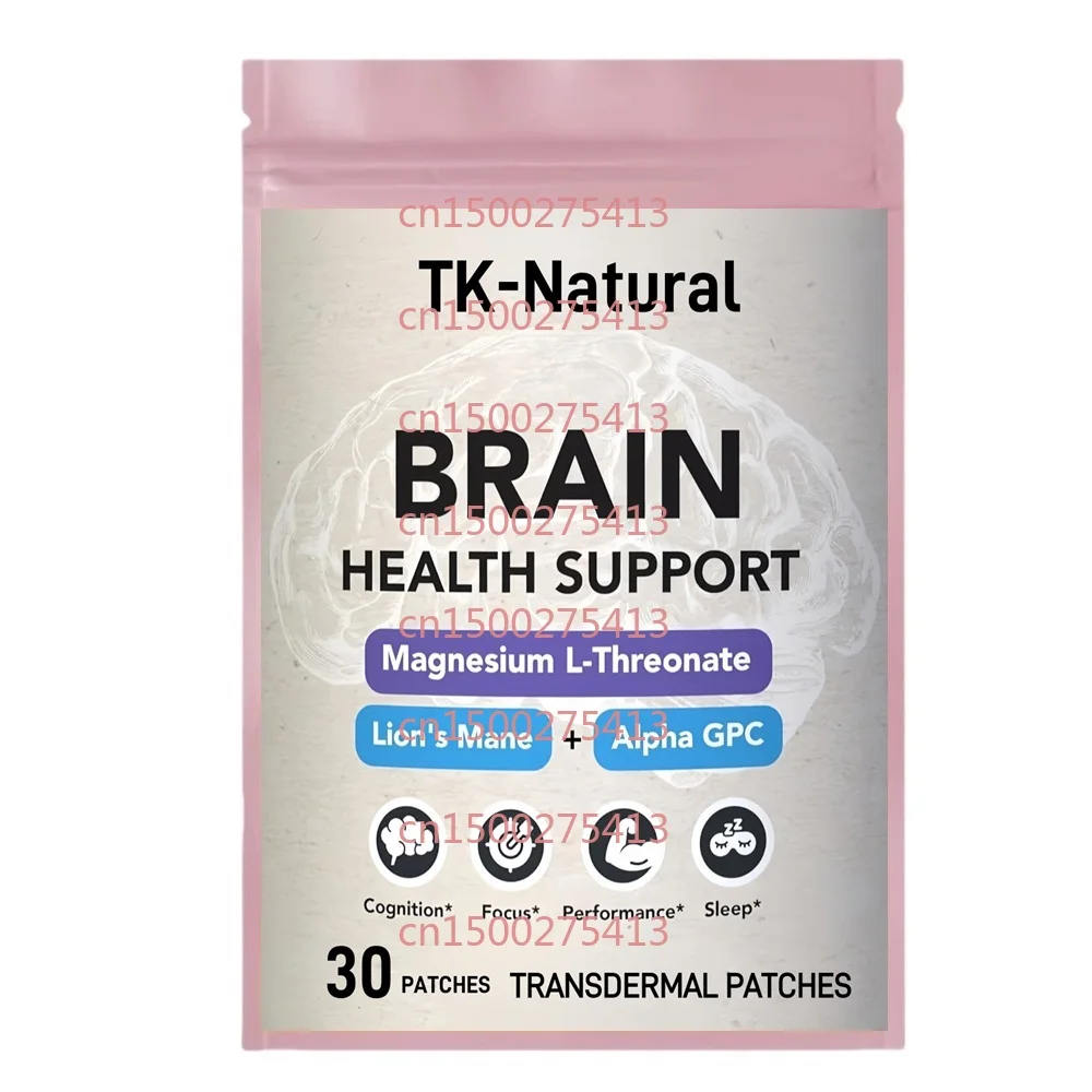 

30-пластыри для здоровья мозга, трансмические пластыри с магниевой L-поточной решеткой Lion's Mane Alpha GPC, поддержка памяти, фокусировки, четкости