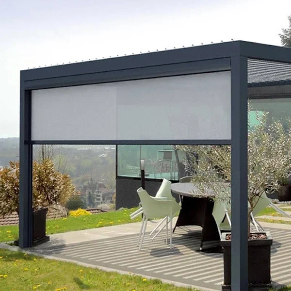 Outdoor Windproof Zip Track Motorized Roller Windproof Zipper Track Roller Shade Electric Curtain Blinds