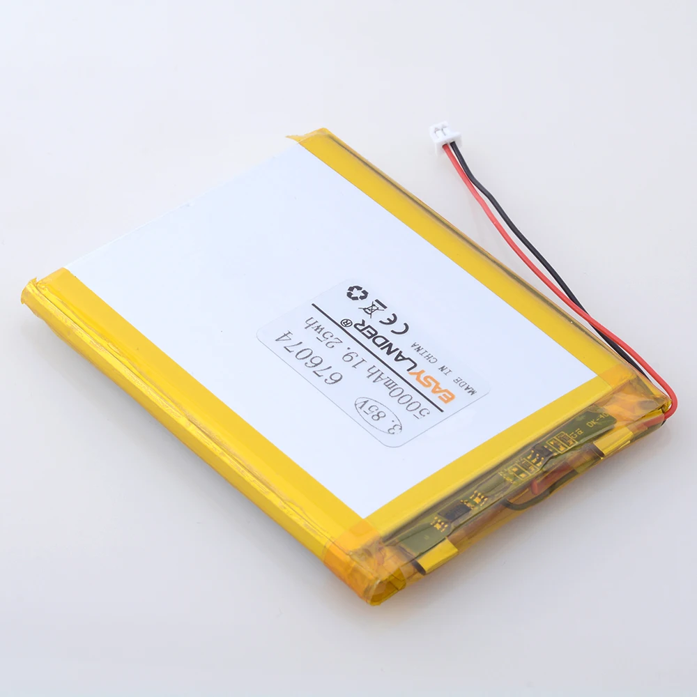 JST1.25 2P 3.85V 5000mAh 676074   Batería recargable de polímero de litio Li 656075