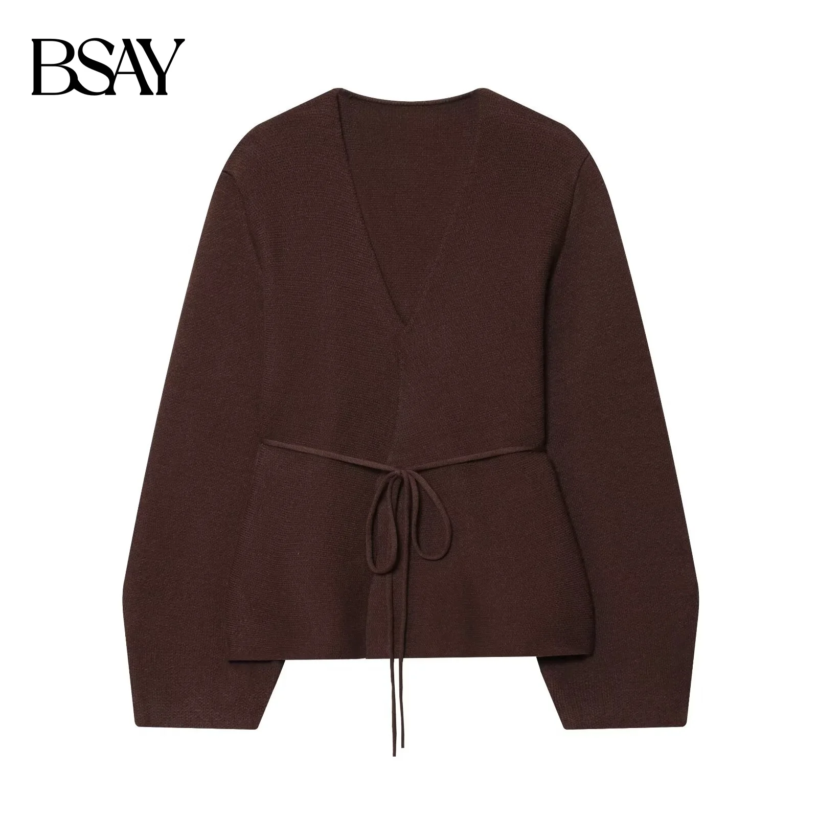 

BSAY, осенняя новая женская одежда, 2025 г., французский дизайн, британский стиль, пояс с v-образным вырезом, повседневное модное пальто с длинными рукавами