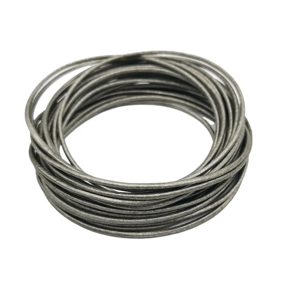 Metallic Gray 5 Yards 2mm Leather Strap 2.0mm Diameter Genuine Leather Cord Bracelet Necklace Making