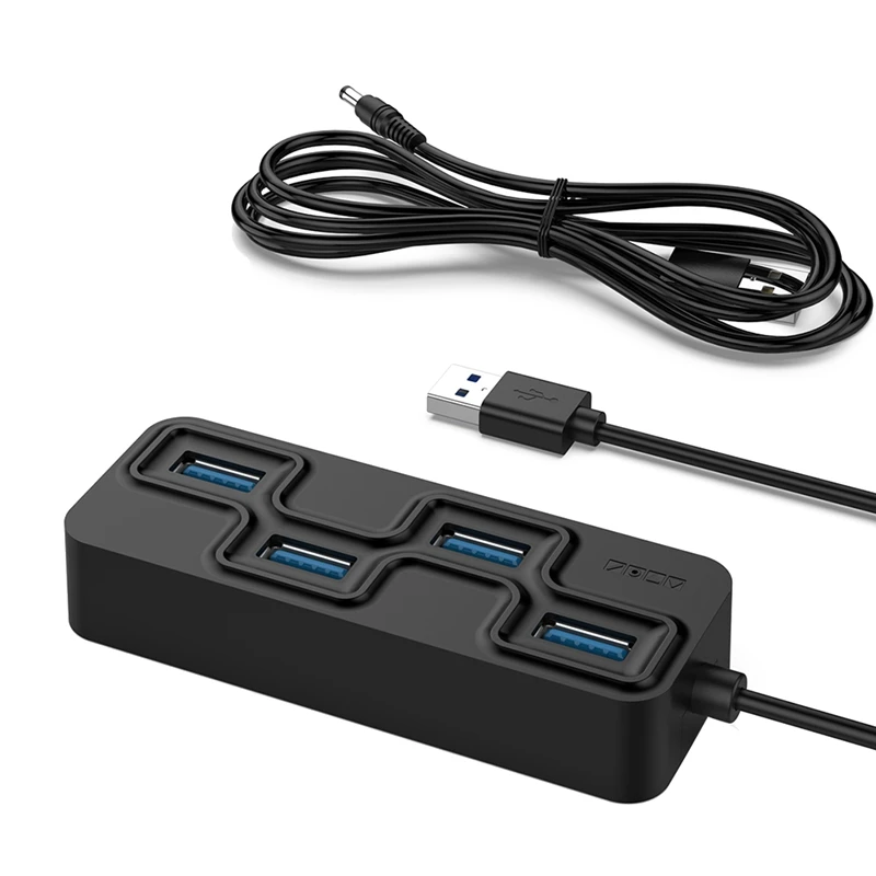 USB3.0 Hub 4 Ports 5Gbps USB Hub Splitter Supports Hard Disk Printer With DC Power Port Docking Station HUB