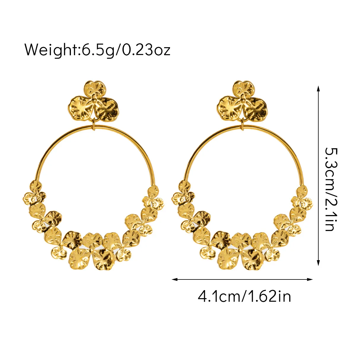

Stainless steel double-layer hollow pleated hollow earrings, flower swirl exaggerated metal, ladies banquet party luxury jewelry