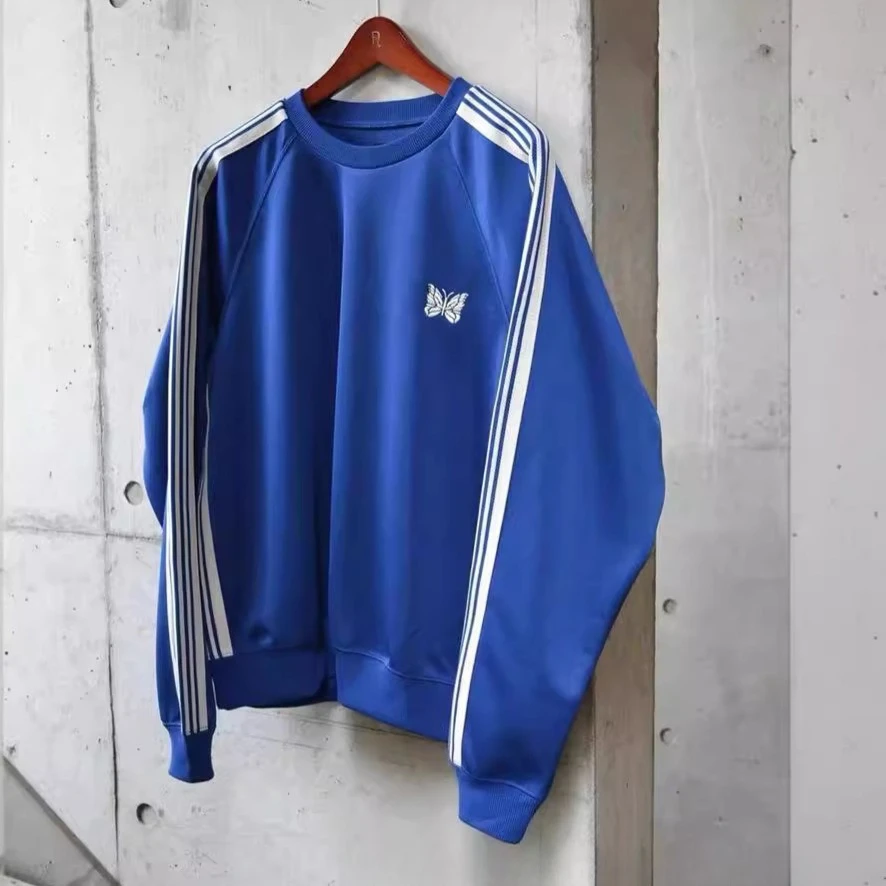 

Needles ssz track crew neck shirt royal Butterfly embroidered blue crew neck pullover sweatshirt