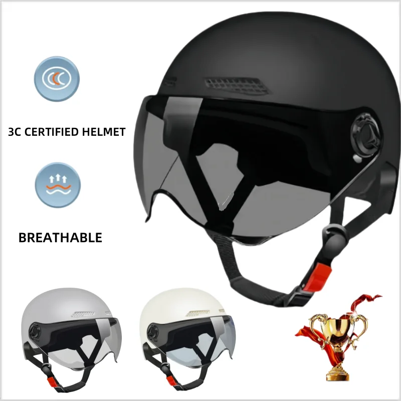 Men's Retro Motorcycle Helmet Cruiser Scooter Vintage Half Helmet Ultralight Bike Helmet for City Commuting and Riding