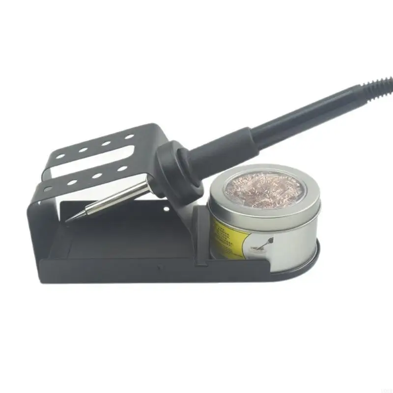   Metal Soldering Iron Stand with Tip Cleaner Cup, 17x7x7.5cm Rest Set for Repair Table, Circuit Service and DIY Soldering Tasks