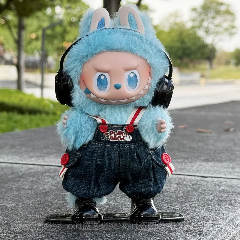 

17cm Labubu 1-3 Gen Doll Outfits | Trendy Cool Suspender Pants Headphones & Skateboard | Clothes for Labubu Accessories