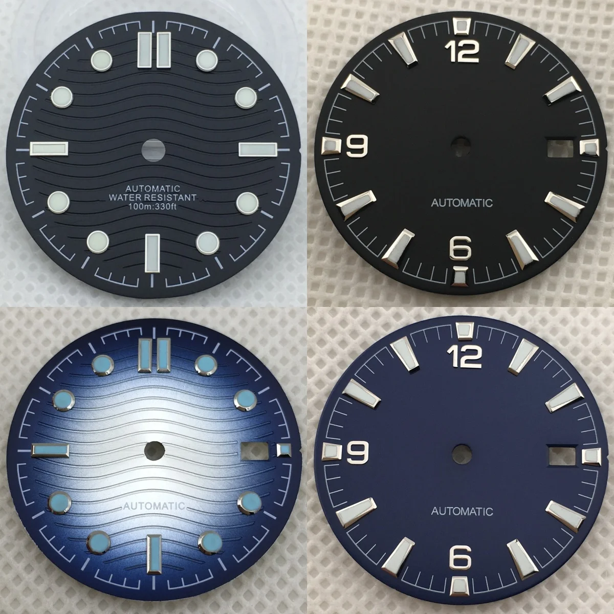 31MM Silver Black White Blue Green Gradient Watch Dial with Green Luminous Markers Suitable For NH35 Movement Watch Accessories