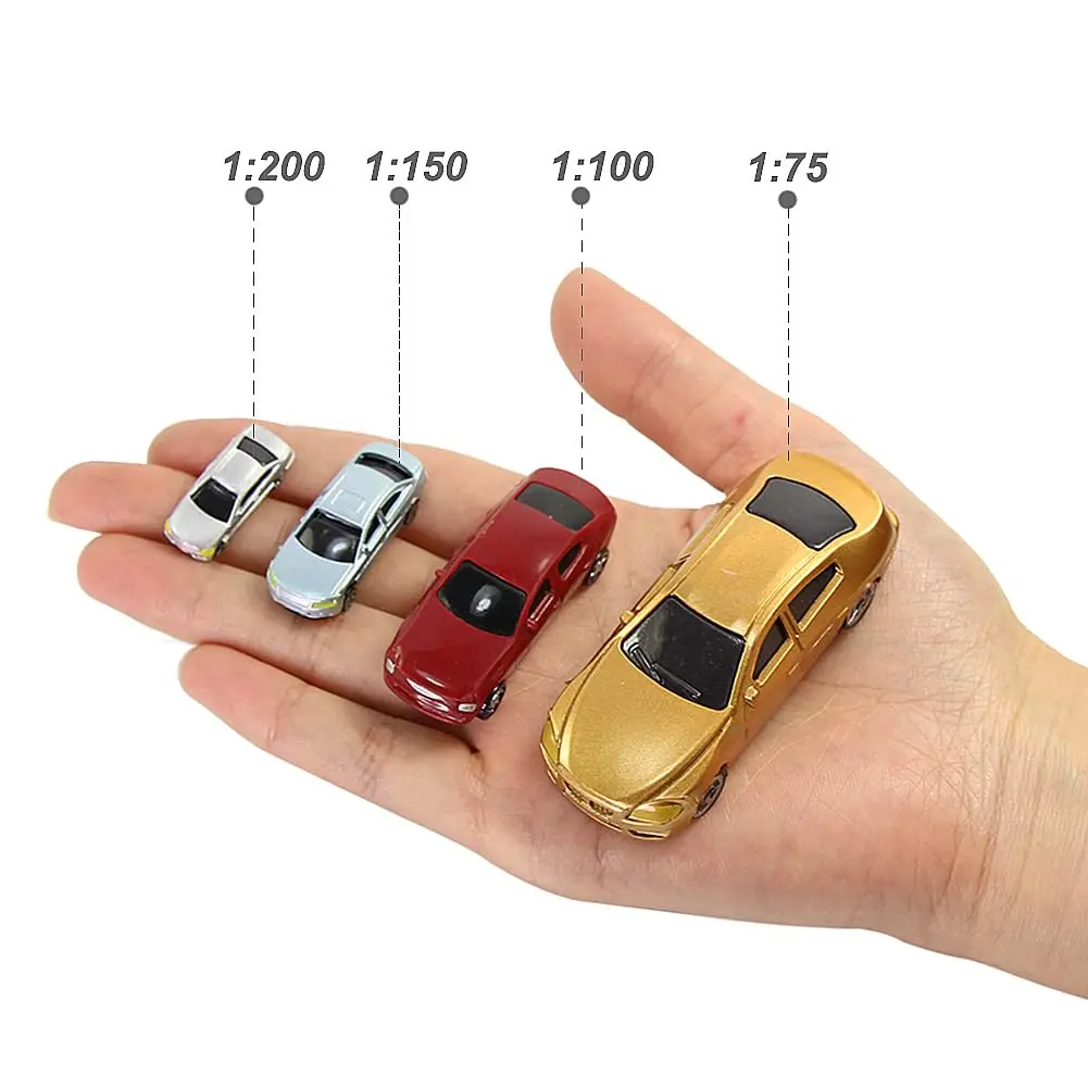 30PCS 1:75-1:300 Schaal Miniatuur Auto Model Speelgoed Plastic Voertuig Voor DIY Spoorweg Trein/zand Tafel Gebouw Accessoires Landschap