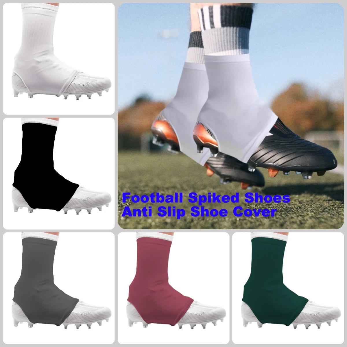 

Football Spiked Shoes Anti Slip Shoe Cover Men Outdoor Sport Field Hockey Soccer Softball Elastic Breathable Spiked Shoe Covers