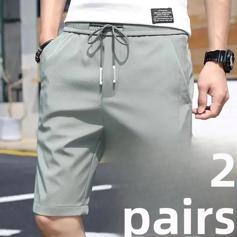 

Ice Silk Ultra-Thin Quick-Drying Men's Sport Shorts Summer Cool Feeling Loose Fit Casual Five-Quarter Length Breathable Pants