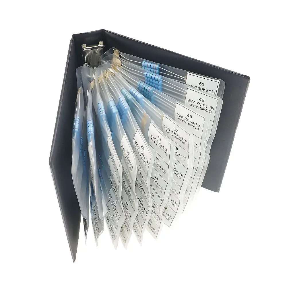 300pcs 60Value 2W DIP Metal Film Resistors Sample Book 0.1R-820K Assorted kit set Each 5pcs