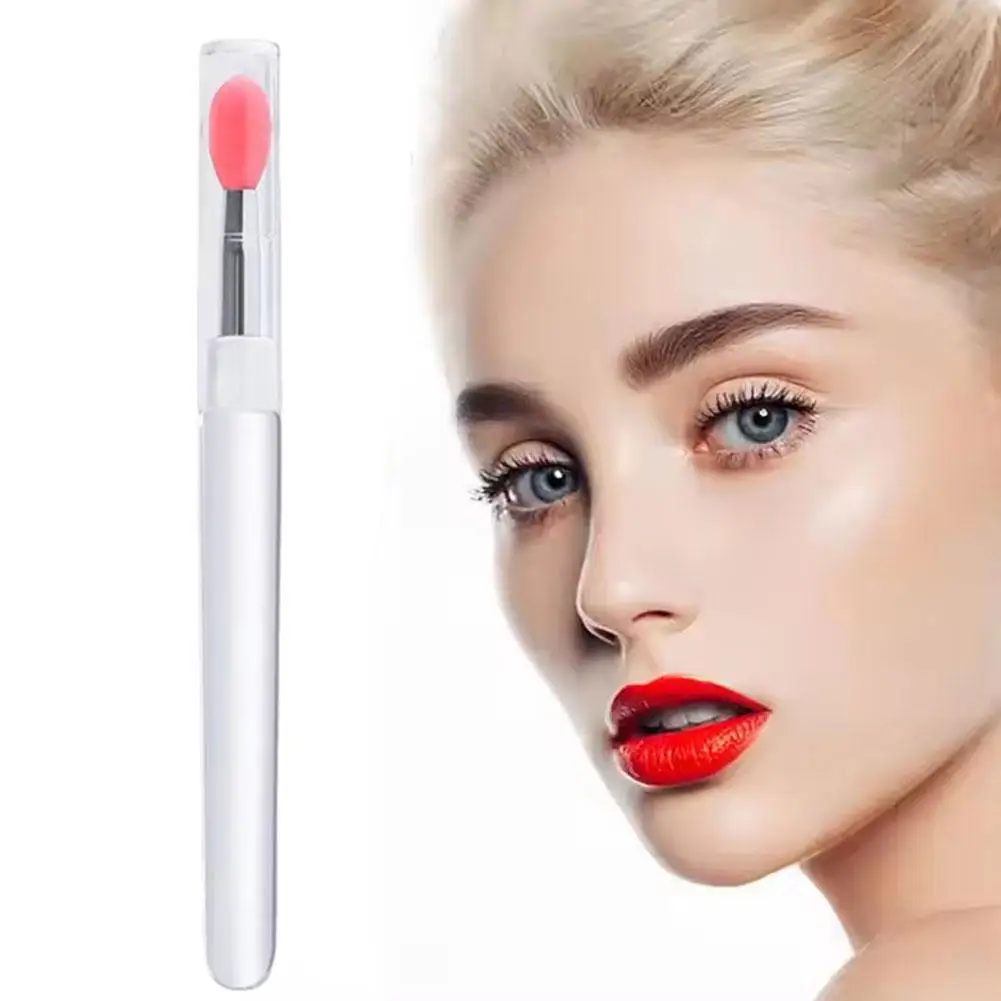뚜껑이있는 실리콘 립 브러쉬 미니 전문 휴대용 립 마스크 브러쉬 립 밤 애플리케이터 립스틱 립글로스 메이크업 브러쉬