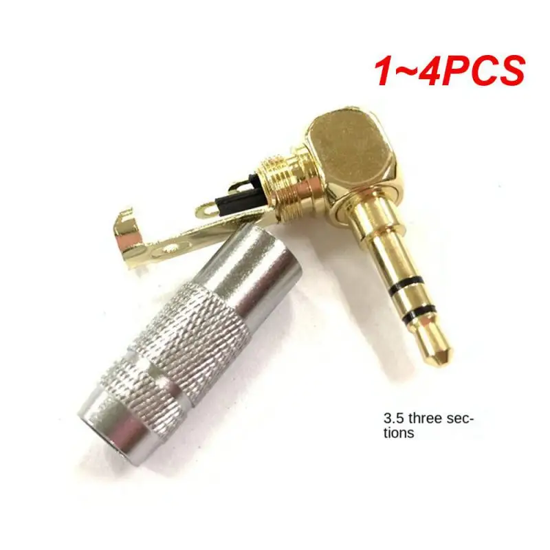 1~4PCS 3.5mm Jack 3 Pole Audio Plug Earphone Splice Adapter HiFi Stereo Headphone Solder Wire Connector 90 Degree Bend Plug