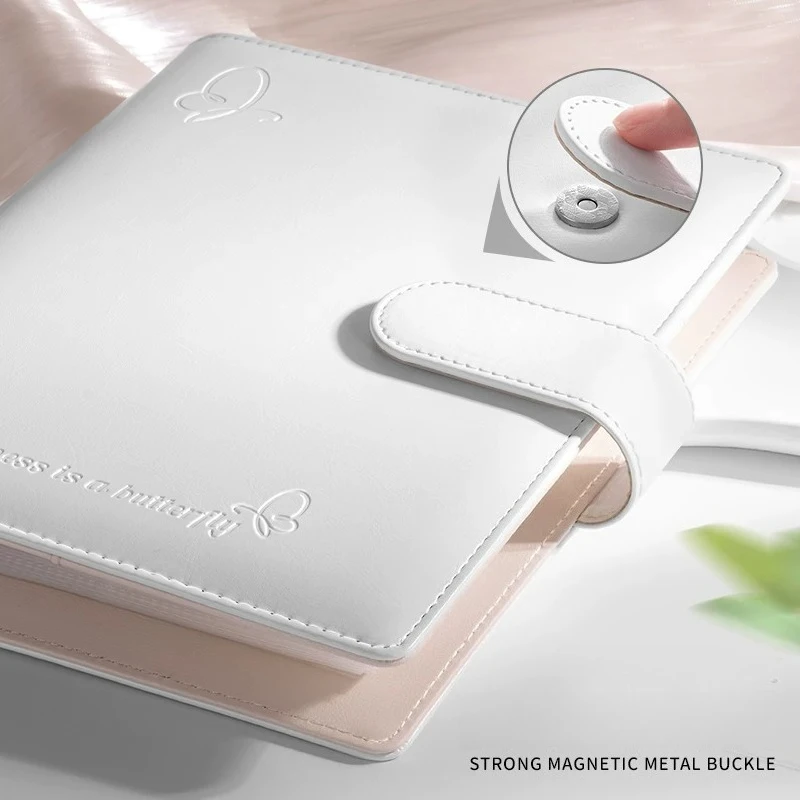 

SINGBA A5 6-Ring Magnetic Card Binder Photo Album Matte 4-Pocket PU Leather for 3" 3.5" Photocard Polaroid Collection Scrapbook
