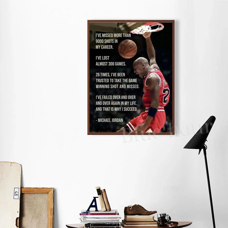 Basketball Poster MJ J-Jordan Slam Dunk Competition Picture Art Prints Teen Boys Room Wall Decoration Canvas Painting Boys Gift
