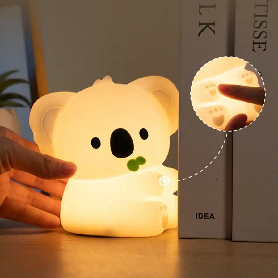 Koala Night Light - Adjustable Brightness/Color Timed Lamp for Bedroom Bedside Decor