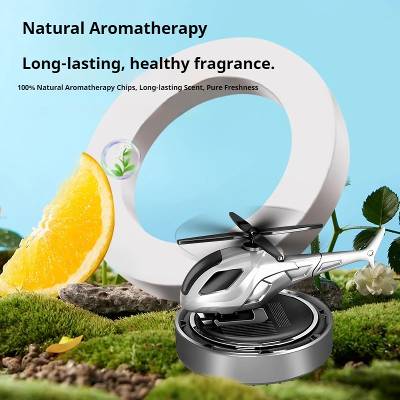 سيارة شنت الروائح تعمل بالطاقة الشمسية الدورية نموذج هليكوبتر الديكور سيارة رائحة إزالة العطر طائرة سيارة الديكور #4