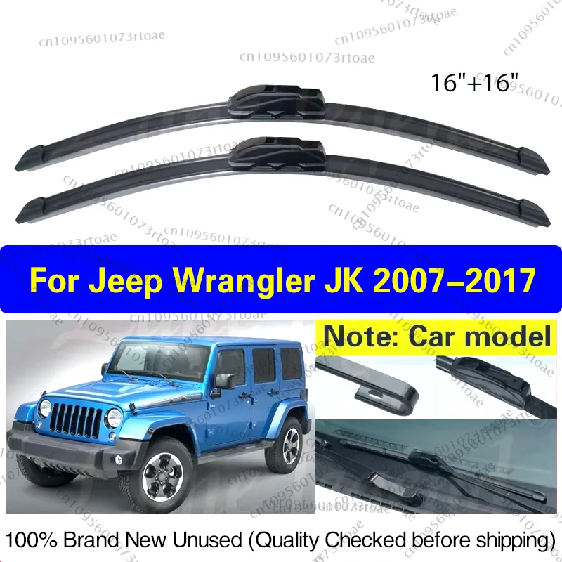 

Car Front Wiper Blades For Jeep Wrangler JK 2007 - 2017 Soft Rubber Windscreen Windshield Rain Brush 16"+16" Car Accessories